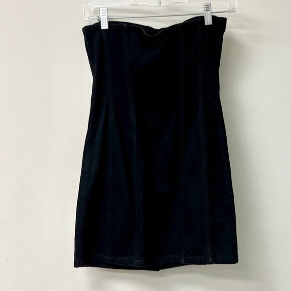 NWOT Saint Laurent Strapless Button Front Denim Mini Dress Black Womens 34/ US 2 - Picture 6 of 6